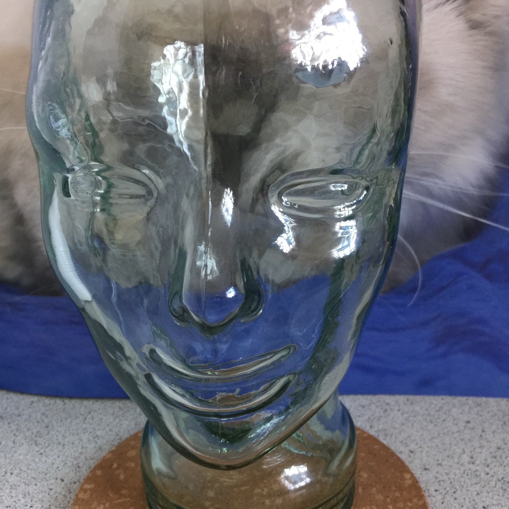 Vintage green glass mannequin head